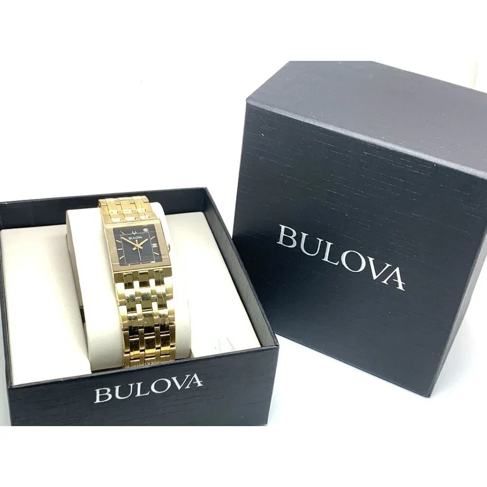 Bulova Women's Watch 97P167 Quadra Marc Anthony Quartz Diamond Gold Steel Tank